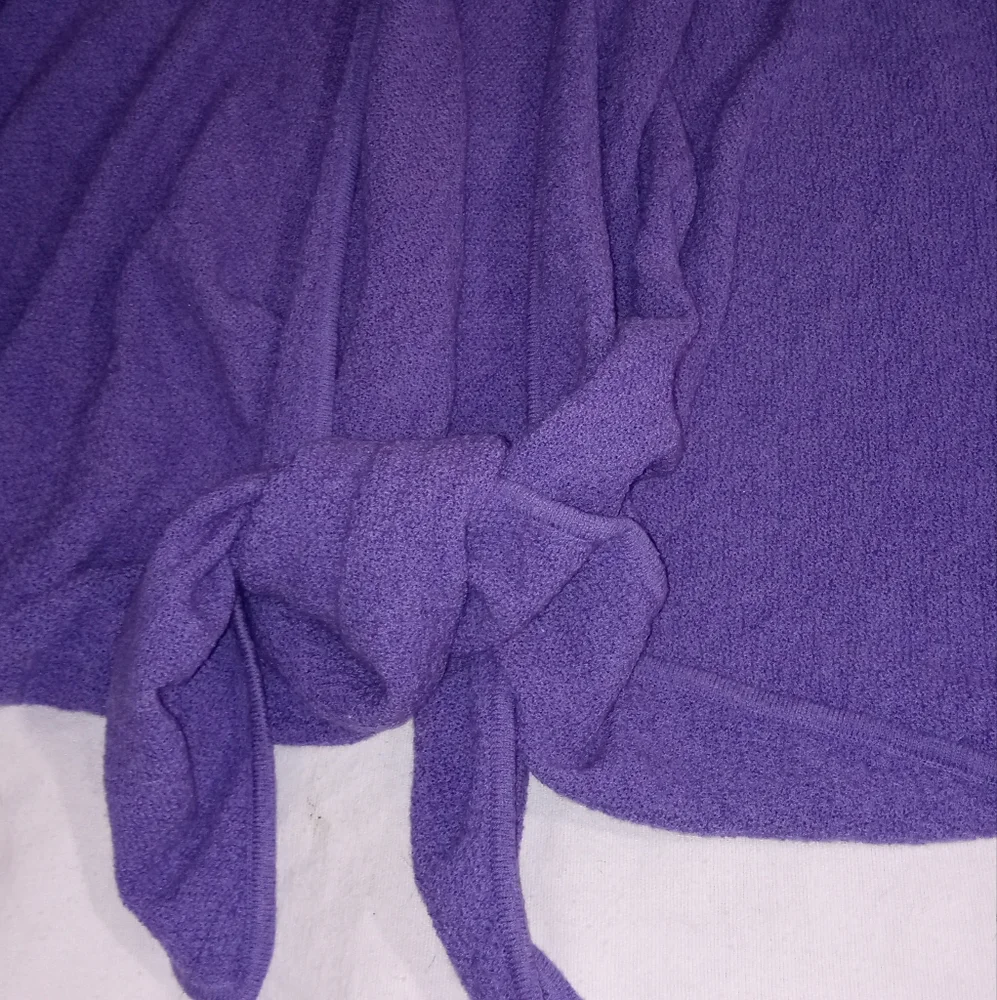💜 EILEEN FISHER OPEN FRONT CARDIGAN SWEATER WATERFALL PURPLE KNIT SIZE M - Picture 6 of 6